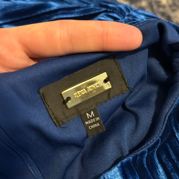 Alexia Admor Elegant Blue Pleated Velvet Dress - Picture 4 of 8
